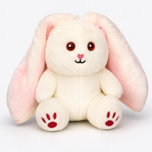 Bunny Stuffed Plush Toy with Long Floppy Ears, Cream and Pink
