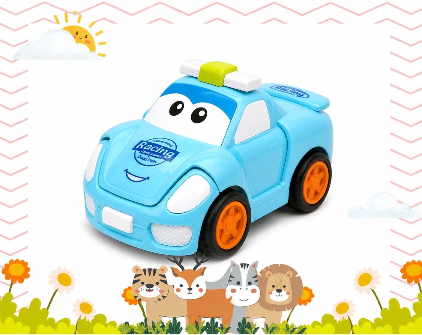 2-in-1 Transforming Toy Racing Car with Robot Conversion, Push and Go, Blue, for Boys and Girls, 3+ Years - Image 2