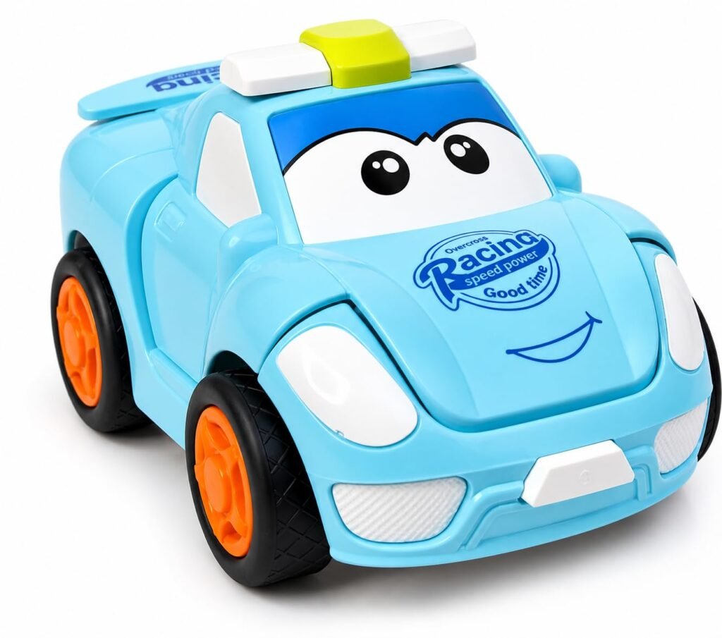 2-in-1 Transforming Toy Racing Car with Robot Conversion, Push and Go, Blue, for Boys and Girls, 3+ Years