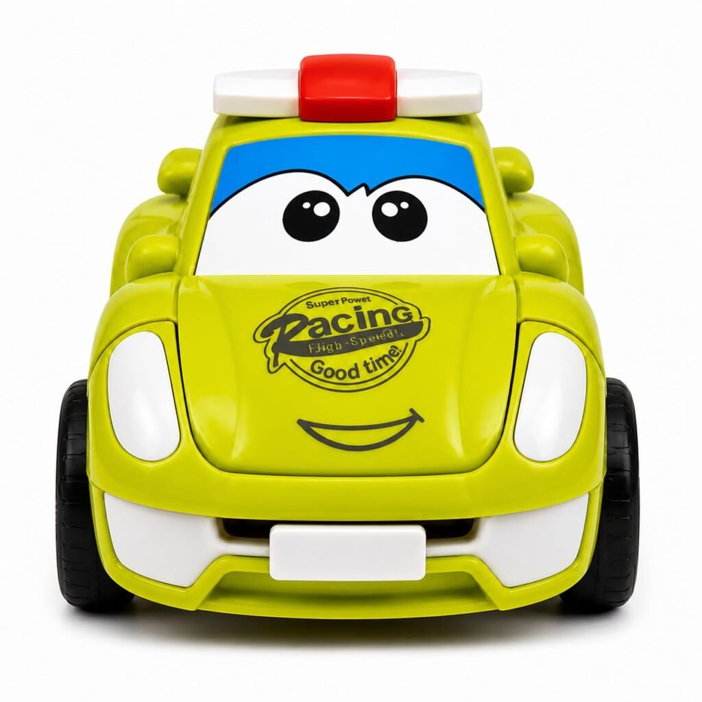 Kirti Toys 2-in-1 Transforming Toy Car to Robot | Friction Powered Push & Go Cartoon Vehicle for Toddlers, Boys & Girls 3+ Years (Green, Pack of 1)