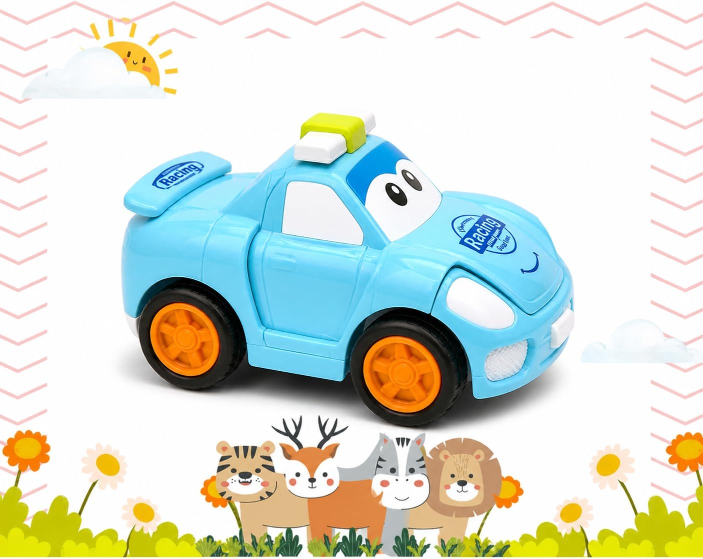 2-in-1 Transforming Toy Racing Car with Robot Conversion, Push and Go, Blue, for Boys and Girls, 3+ Years - Image 3
